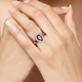 1.30 Ct Pear Red Mozambique Garnet & Lab Diamond Prong Silver Halo Ring by Fine Color Jewels