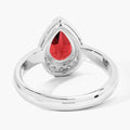 1.30 Ct Pear Red Mozambique Garnet & Lab Diamond Prong Silver Halo Ring by Fine Color Jewels