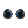1.30 Ct Round Blue Sapphire Prong 10K Gold Stud Earrings by Fine Color Jewels