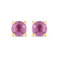 1.30 Ct Round Pink Sapphire Prong 10K Gold Stud Earrings by Fine Color Jewels
