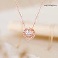 1.30 Ct Round White Topaz Prong Rose Gold Plated Silver Pendant Necklace by Fine Color Jewels