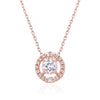 1.30 Ct Round White Topaz Prong Rose Gold Plated Silver Pendant Necklace