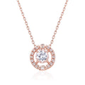 1.30 Ct Round White Topaz Prong Rose Gold Plated Silver Pendant Necklace by Fine Color Jewels