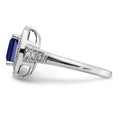 1.31 Ct Cushion Blue Lab Created Sapphire and Diamond Prong 14K White Gold Halo Ring by Fine Color Jewels