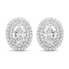 1.32 Ct. Oval Lab Grown Diamond Prong Platinum Double Bridal Halo Stud Earrings