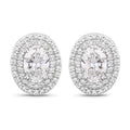 1.32 Ct. Oval Lab Grown Diamond Prong Platinum Double Bridal Halo Stud Earrings by Fine Color Jewels
