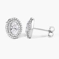 1.32 Ct. Oval Lab Grown Diamond Prong Platinum Double Bridal Halo Stud Earrings by Fine Color Jewels
