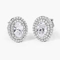 1.32 Ct. Oval Lab Grown Diamond Prong Platinum Double Bridal Halo Stud Earrings by Fine Color Jewels