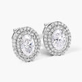 1.32 Ct. Oval Lab Grown Diamond Prong Platinum Double Bridal Halo Stud Earrings by Fine Color Jewels
