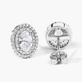 1.32 Ct. Oval Lab Grown Diamond Prong Platinum Double Bridal Halo Stud Earrings by Fine Color Jewels