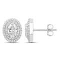 1.32 Ct. Oval Lab Grown Diamond Prong Platinum Double Bridal Halo Stud Earrings by Fine Color Jewels