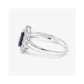 1.34 Ct Pear Blue Sapphire Diamond V-Prong 10k Gold Halo Statement Ring by Fine Color Jewels