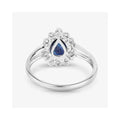 1.34 Ct Pear Blue Sapphire Diamond V-Prong 10k Gold Halo Statement Ring by Fine Color Jewels