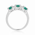 1.35 Ct Round Green Created Emerald Prong Silver Three Stone Engagement Ring by Fine Color Jewels