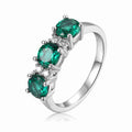 1.35 Ct Round Green Created Emerald Prong Silver Three Stone Engagement Ring by Fine Color Jewels