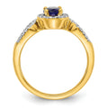 1.38 Ct Oval Blue Created Sapphire With Diamond Prong 14K Gold Engagement Halo Pave Ring by Fine Color Jewels