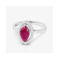 1.39 Ct Marquise Pink Ruby Diamond Prong 10K Gold Halo Ring by Fine Color Jewels