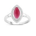 1.39 Ct Marquise Pink Ruby Diamond Prong 10K Gold Halo Ring by Fine Color Jewels
