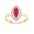 1.39 Ct Marquise Pink Ruby Diamond Prong 10K Gold Halo Ring by Fine Color Jewels