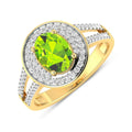 1.39 Ct Oval Green Peridot and White Diamond Prong Silver Double Halo Pave Ring by Fine Color Jewels