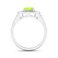 1.39 Ct Oval Green Peridot and White Diamond Prong Silver Double Halo Pave Ring by Fine Color Jewels