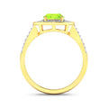 1.39 Ct Oval Green Peridot and White Diamond Prong Silver Double Halo Pave Ring by Fine Color Jewels