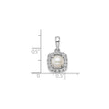 1/4 ct Lab Grown Diamond and Cultured Pearl Halo Pendant 14k White Gold by Fine Color Jewels