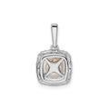 1/4 ct Lab Grown Diamond and Cultured Pearl Halo Pendant 14k White Gold by Fine Color Jewels