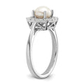 1/4 ct Lab Grown Diamond Freshwater Cultered Pearl Halo Ring 14k White Gold by Fine Color Jewels