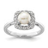 1/4 ct Lab Grown Diamond Freshwater Cultered Pearl Halo Ring 14k White Gold