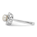 1/4 ct Lab Grown Diamond Freshwater Cultered Pearl Halo Ring 14k White Gold by Fine Color Jewels