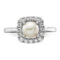 1/4 ct Lab Grown Diamond Freshwater Cultered Pearl Halo Ring 14k White Gold by Fine Color Jewels