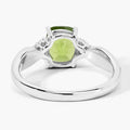 1.40 Ct Cushion Green Peridot & Lab Diamond Prong Silver Cocktail Ring by Fine Color Jewels