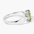 1.40 Ct Cushion Green Peridot & Lab Diamond Prong Silver Cocktail Ring by Fine Color Jewels