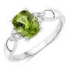 1.40 Ct Cushion Green Peridot & Lab Diamond Prong Silver Cocktail Ring