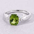 1.40 Ct Cushion Green Peridot & Lab Diamond Prong Silver Cocktail Ring by Fine Color Jewels