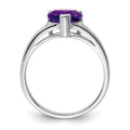 1.40 Ct Heart Purple Amethyst Prong Silver Solitaire Promise Ring by Fine Color Jewels