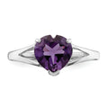 1.40 Ct Heart Purple Amethyst Prong Silver Solitaire Promise Ring by Fine Color Jewels