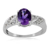 1.40 Ct Oval Purple Amethyst and White Topaz Prong Silver Cocktail Ring