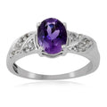 1.40 Ct Oval Purple Amethyst and White Topaz Prong Silver Cocktail Ring by Fine Color Jewels
