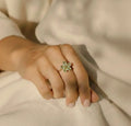 1.40 Ct Pear Green Amethyst Prong Silver Flower Ring by Fine Color Jewels