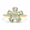 1.40 Ct Pear Green Amethyst Prong Silver Flower Ring