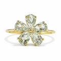 1.40 Ct Pear Green Amethyst Prong Silver Flower Ring by Fine Color Jewels