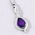 1.40 Ct Pear Purple Amethyst & Lab Diamond Prong Silver Teardrop Crossover Pendant Necklace by Fine Color Jewels