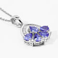 1.40 Ct Pear Violet Tanzanite & Lab Diamond Prong Silver Five Stone Pendant Necklace by Fine Color Jewels