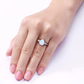 1.40 Ct Pear White Ethiopian Opal & Lab Diamond Prong Silver Cocktail Ring by Fine Color Jewels