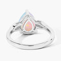 1.40 Ct Pear White Ethiopian Opal & Lab Diamond Prong Silver Cocktail Ring by Fine Color Jewels
