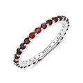 1.40 Ct Round Red Garnet Prong Silver Eternity Ring by Fine Color Jewels