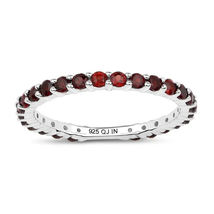 1.40 Ct Round Red Garnet Prong Silver Eternity Ring by Fine Color Jewels