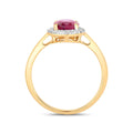 1.41 Ct Oval Pink Ruby Diamond Prong 10K Gold Halo Ring by Fine Color Jewels